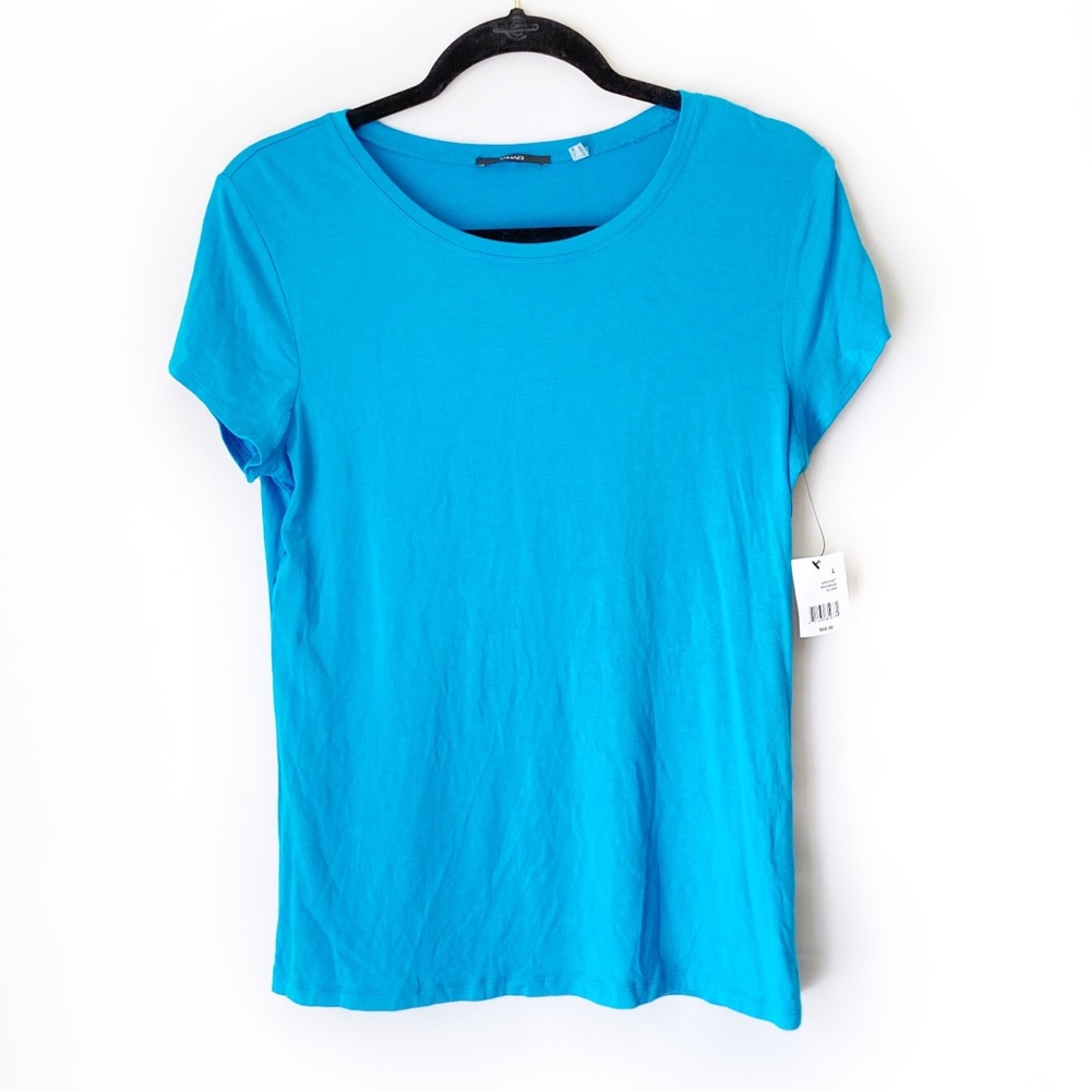 NEW TAHARI  scoop neck ann knit short-sleeve tee
